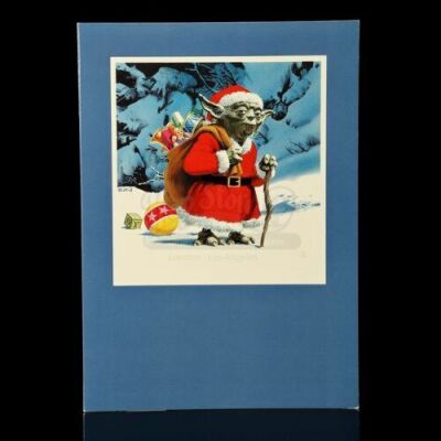 Lot # 734 - Lucasfilm Christmas Card With Yoda As Santa Claus