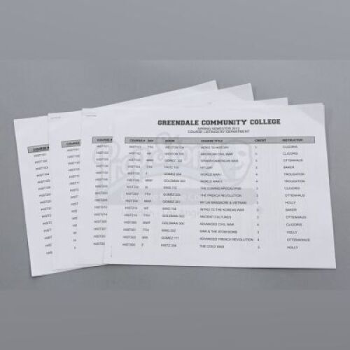 Lot # 45 - S3E18 - "Course Listing Unavailable": Four Dean Pelton (Jim Rash) Semester Course Lists & Syllabi