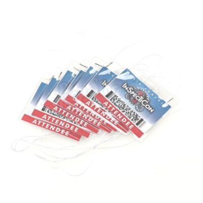 Lot # 65 - S4E03 - "Convention of Space and Time": Seven InspectiCon Attendee Badges