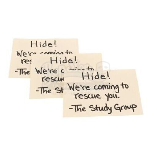 Lot # 68 - S3E21 - "The First Chang Dynasty": Three Dean Pelton's (as portrayed by Jim Rash) Rescue Notes