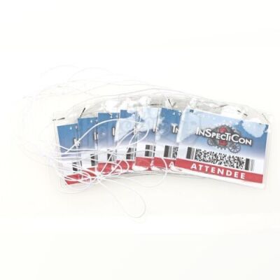Lot # 69 - S4E03 - "Convention of Space and Time": Seven InspectiCon Attendee Badges
