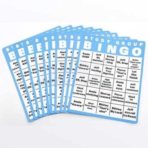 Lot # 73 - S4E09 - "Intro To Felt Surrogacy": Ten Study Group Bingo Cards