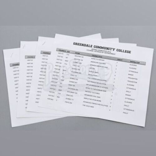 Lot # 78 - S3E18 - "Course Listing Unavailable": Five Dean Pelton (Jim Rash) Semester Course Lists & Syllabi