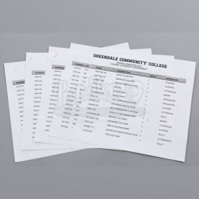 Lot # 78 - S3E18 - "Course Listing Unavailable": Five Dean Pelton (Jim Rash) Semester Course Lists & Syllabi