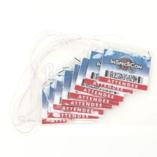 Lot # 82 - S4E03 - "Convention of Space and Time": Eight InspectiCon Attendee Badges