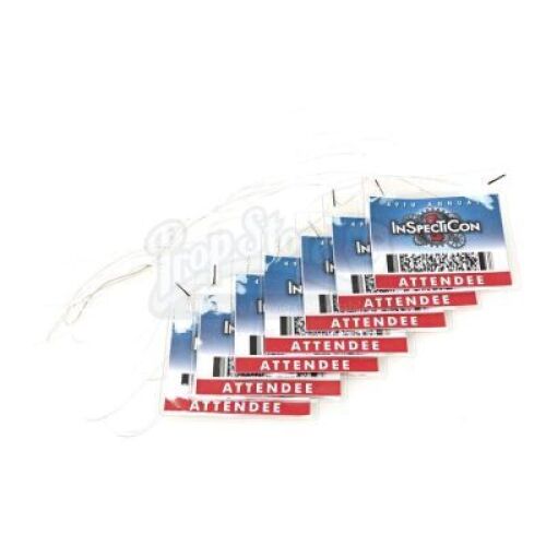 Lot # 88 - S4E03 - "Convention of Space and Time": Seven InspectiCon Attendee Badges
