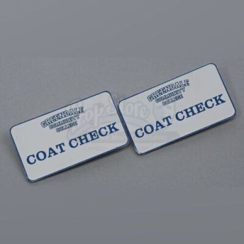 Lot # 92 - S4E08 - "Herstory of Dance": Two Rachel (as portrayed by Brie Larson) Coat Check Badges