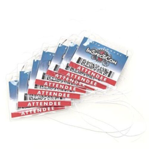Lot # 97 - S4E03 - "Convention of Space and Time": Seven InspectiCon Attendee Badges