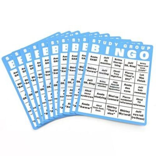 Lot # 98 - S4E09 - "Intro To Felt Surrogacy": Ten Study Group Bingo Cards