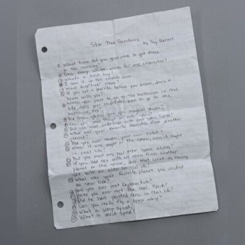 Lot # 200 - S5E04 - "Geothermal Escapism": Troy's (as portrayed by Donald Glover) List of Star Trek Questions
