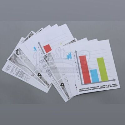 Lot # 208 - S6E03 - "Basic Crisis Room Decorum": Two Five-Piece Sets of Damage Control Sheets