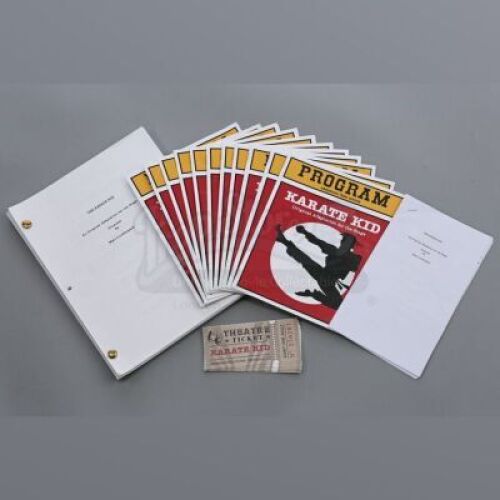 Lot # 238 - S6E04 - "Queer Studies and Advanced Waxing": The Karate Kid Stage Adaptation Scripts, Tickets and Programs