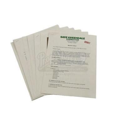 Lot # 278 - S6E10 - "Basic RV Repair and Palmistry": Five "Save Greendale Committee" Agendas