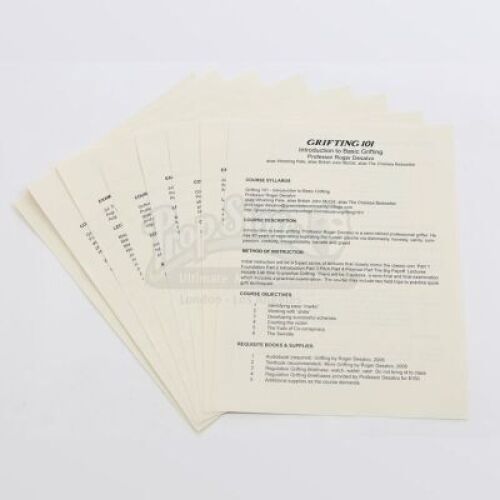 Lot # 306 - S6E09 - "Grifting 101": Eight "Grifting 101" Syllabi