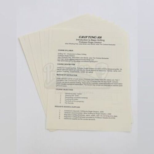 Lot # 309 - S6E09 - "Grifting 101": Seven "Grifting 101" Syllabi