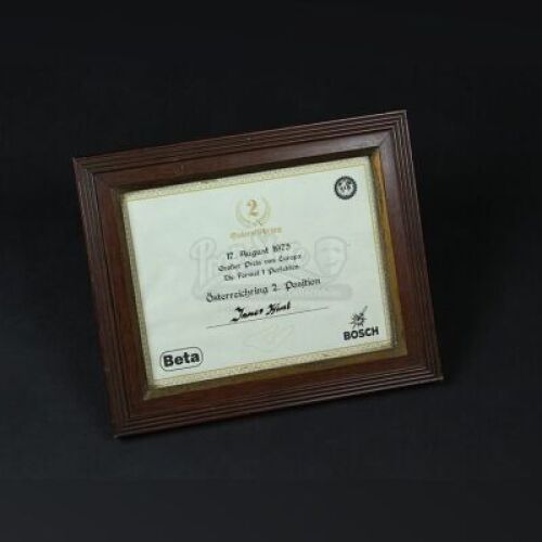RUSH - James Hunt (Chris Hemsworth) Austrian GP Certificate (RP005)
