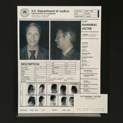 HANNIBAL - Hannibal Lecter (Mads Mikkelsen) DOJ Sheet and Business Card