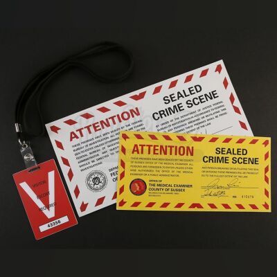 HANNIBAL - Pair of Sealed Crime Scene Stickers and Visitor Badge
