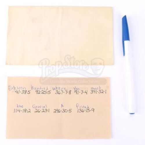 Lot # 68 - S1E07 Broussard: Katie Bowman's Deciphered Note with Envelope and Pen