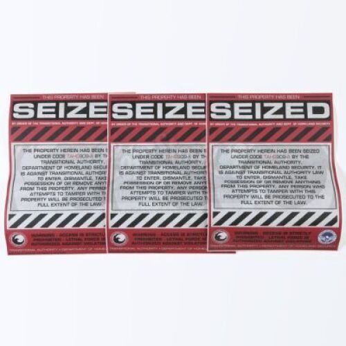 Lot # 115 - S2E06 Fallout: Three "Property Seized" Signs