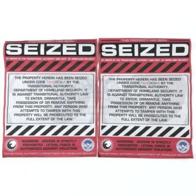 Lot # 160 - S2E06 Fallout: Two "Property Seized" Signs