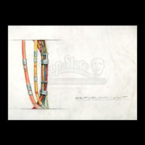 Lot # 6 - Harry Lange Auction - Hand-Drawn Coloured Star Ship Refuelling Unit