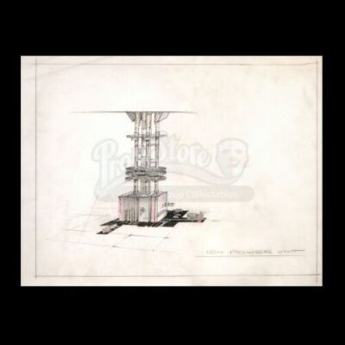 Lot # 19 - Harry Lange Auction - Hand-Drawn Coloured Ion Power Unit for Star Ship