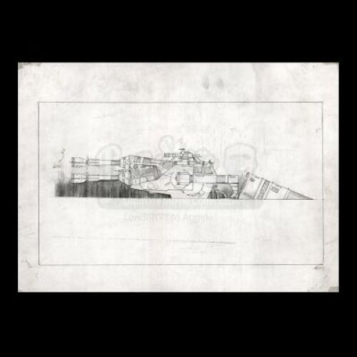 Lot # 32 - Harry Lange Auction - Hand-Drawn Laser Cannon Side Elevation
