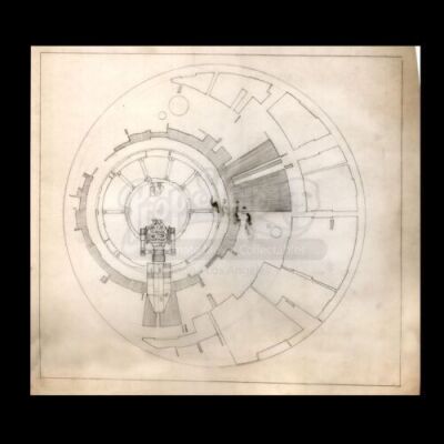 Lot # 35 - Harry Lange Auction - Hand-Drawn Millennium Falcon Laser Cannon Exterior View