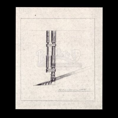 Lot # 40 - Harry Lange Auction - Print of Side View of Millennium Falcon Ramp Lift