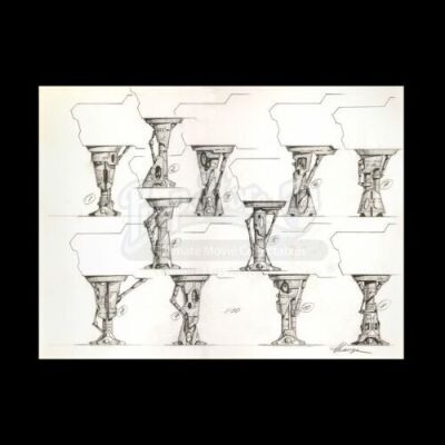 Lot # 54 - Harry Lange Auction - Hand-Drawn Designs for Star Ship Undercarriage