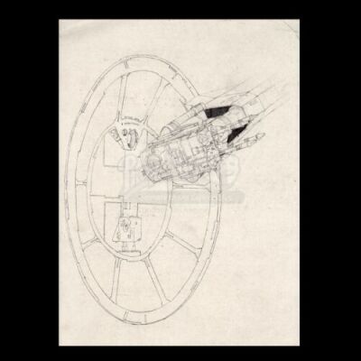 Lot # 56 - Harry Lange Auction - Print Of Millennium Falcon Gun Port