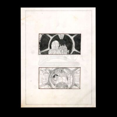 Lot # 60 - Harry Lange Auction - Two Hand-Drawn Scenes of The Millennium Falcon Gun Port