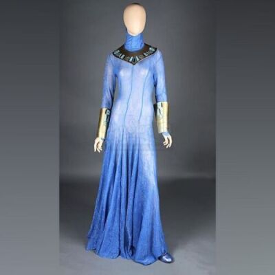 FARSCAPE (1999-2003) - Pa'u Zotoh Zhaan's (Virginia Hey) Blue Dress & Slippers with Stunt Necklace & Bracers
