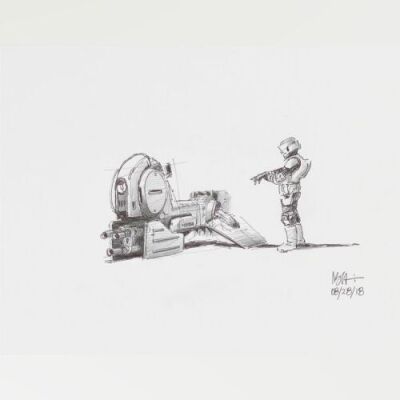 Lot # 4: Alternate Speeder Bike Colored Sketch with Scout Trooper