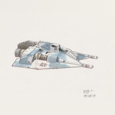 Lot # 6: Rebel Snowspeeder Colored Sketch - Camoflague