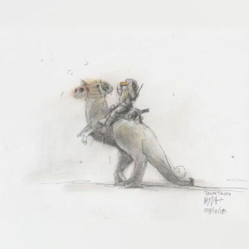 Lot # 9: Luke on Tauntaun Colored Design Sketch
