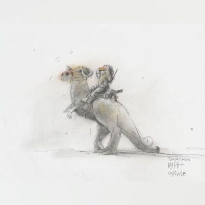 Lot # 9: Luke on Tauntaun Colored Design Sketch