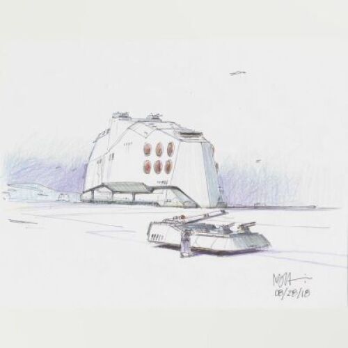 Lot # 10: Hoth Tracked-vehicle Tank Colored Design Sketch