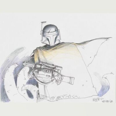 Lot # 12: Boba Fett Colored Sketch - with Cape