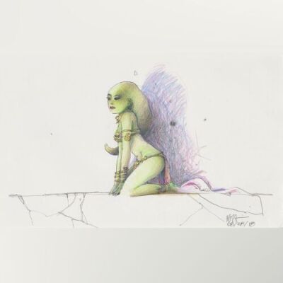 Lot # 16: Jabba's Dancer Colored Sketch