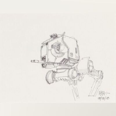 Lot # 17: AT-ST Chicken Walker Cockpit Sketch