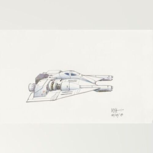 Lot # 19: Rebel Snowspeeder with Single Rounded Cockpit Colored Sketch