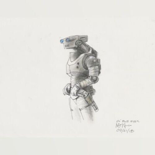 Lot # 23: Droid Bounty Hunter Colored Design Sketch