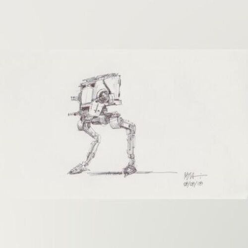 Lot # 26: AT-ST Chicken Walker Sketch