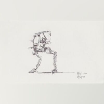 Lot # 26: AT-ST Chicken Walker Sketch