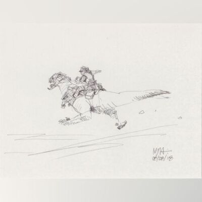 Lot # 34: Luke on Departing Tauntaun Design Sketch