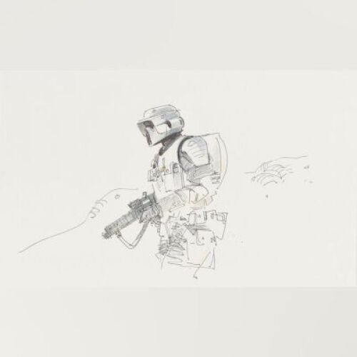 Lot # 36: Scout Trooper Colored Sketch - On Patrol