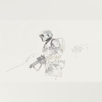 Lot # 36: Scout Trooper Colored Sketch - On Patrol