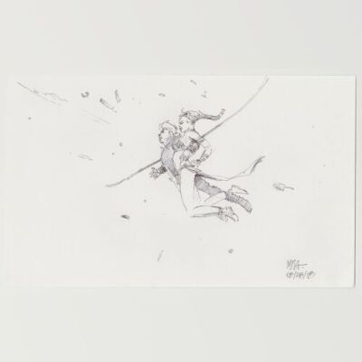 Lot # 37: Luke and Leia Swinigng Sketch